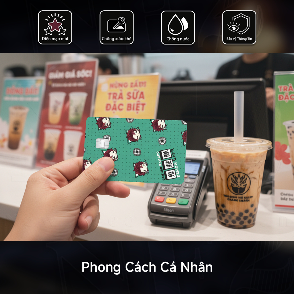 Miếng Dán Trang ICONS DEMON SLAYER - Sticker Thẻ ATM (Thẻ Chung Cư, Thẻ Xe, Debit, Credit) NF2