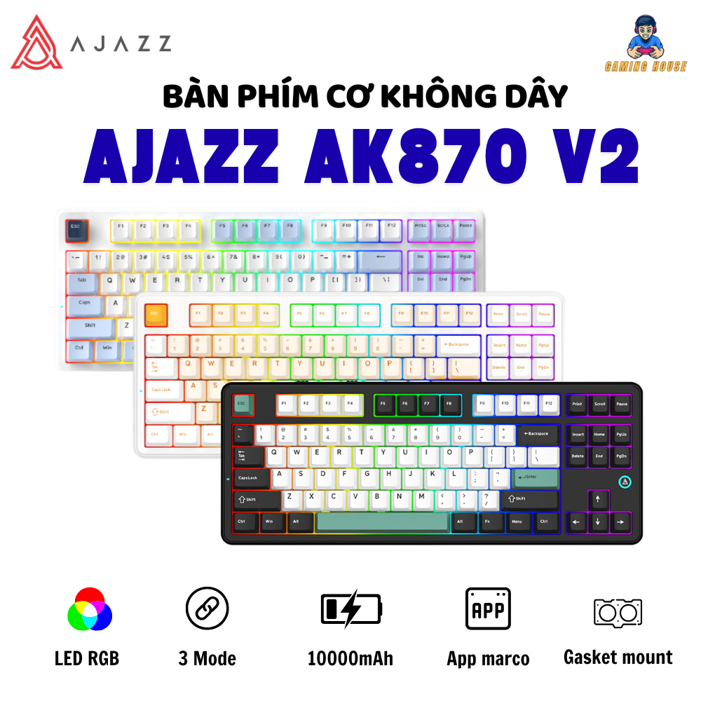 Bàn phím cơ không dây Ajazz AK870 V2