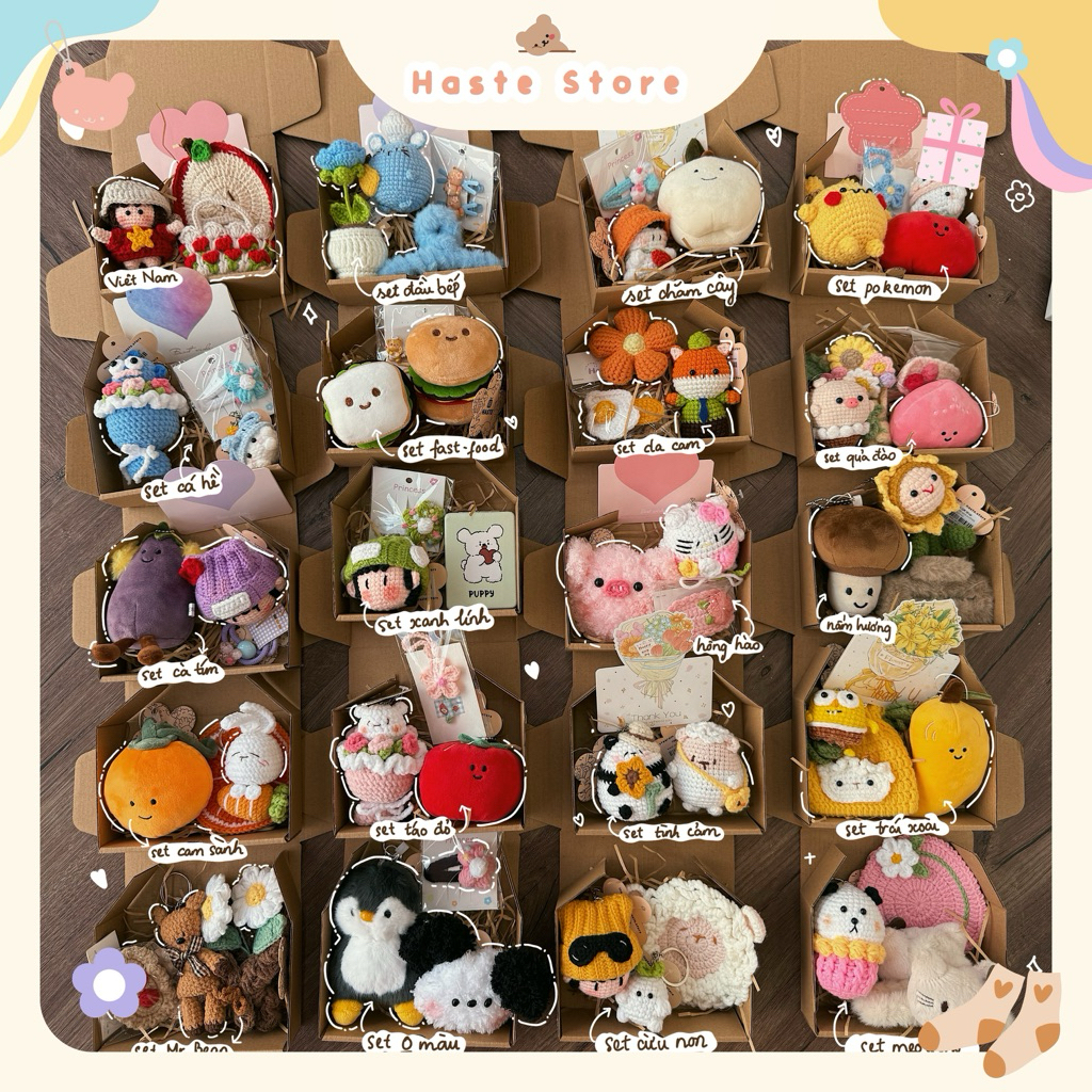 [MỖI SET ĐỀU CÓ THIỆP] Set Quà Mộc Mạc Mix Gấu Bông Móc Khoá Gương Handmade Tổng Hợp Đáng Yêu Cho Bạn Nữ Giftset