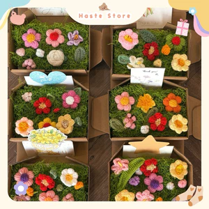 Set Hộp Quà Bằng Len Vườn Hoa Nhỏ Xíu Flower Garden Tặng Bạn Gái Phụ Nữ Việt Nam Dễ Thương Thủ Công Handmade