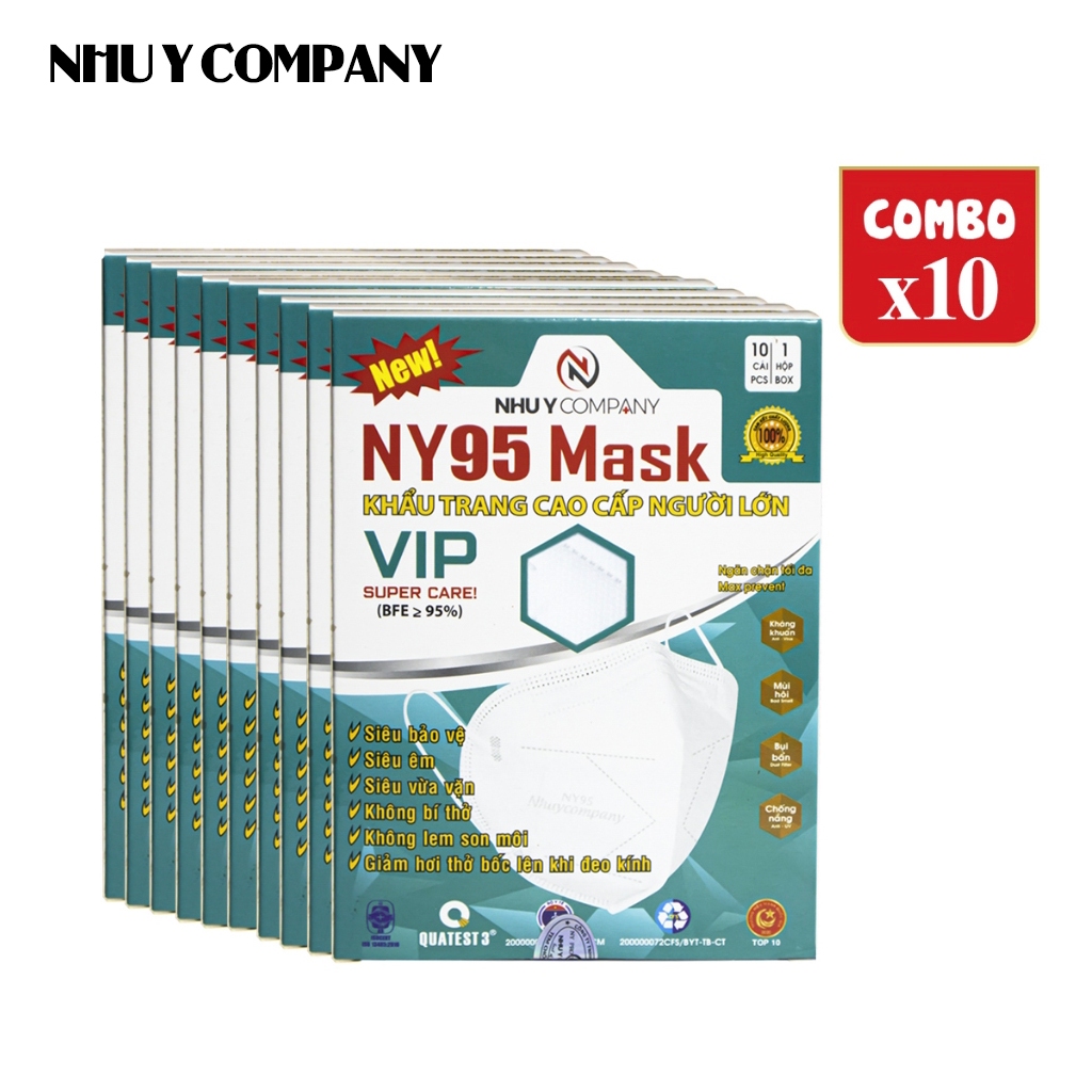 Combo 10 Khẩu trang N95 Như Ý, không xù lông, không bí thở, không đau tai