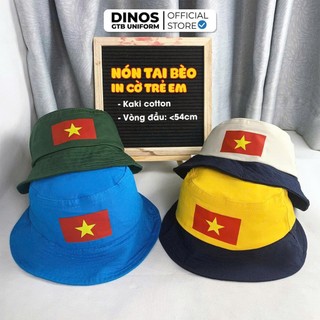 Nón Tai Bèo In Cờ Cho Bé Dinos Vải Kaki Cotton, Đủ Màu - Phù Hợp Đội Đi Học, Đi Chơi, Diễn Văn Nghệ