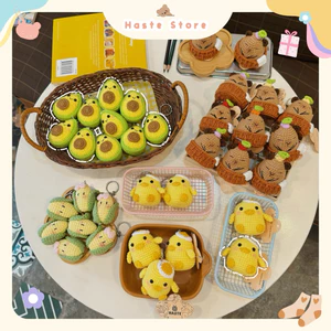 Móc Khoá Len Tổng Hợp Gà Ốp La Quả Bơ Avocado Capybara Tart Bánh Handmade Dễ Thương