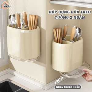 Hộp Đựng Đũa Muỗng Treo Tường Chia 2 Ngăn Tiện Lợi Chất Liệu Nhựa Cứng Cáp GADI