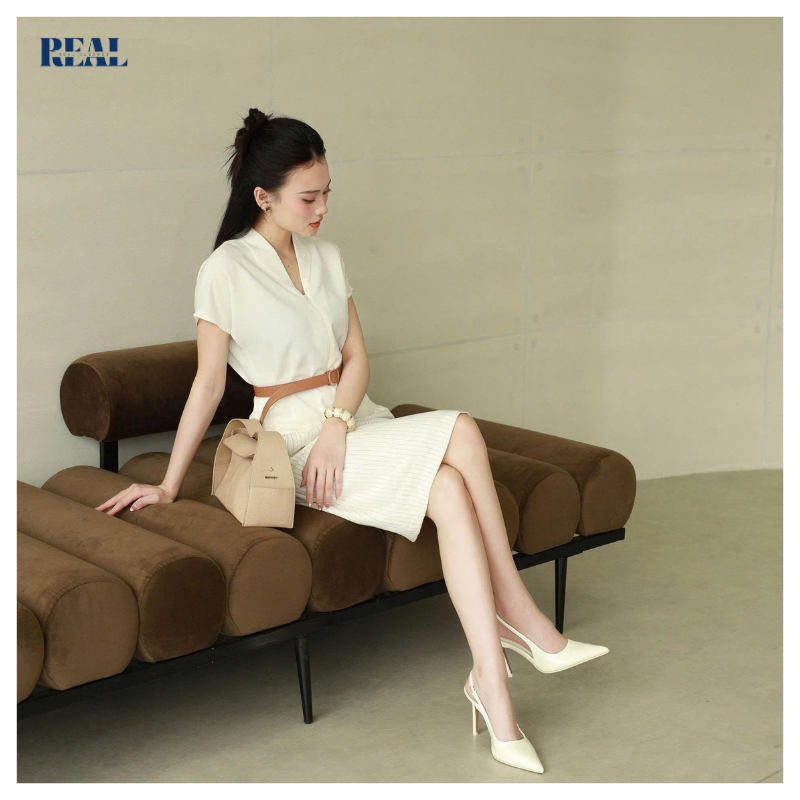 Áo kiểu tay ngắn cánh dơi vải linen pha lụa REAL CLOTHES (tổng hợp màu), mềm mát, dễ chịu