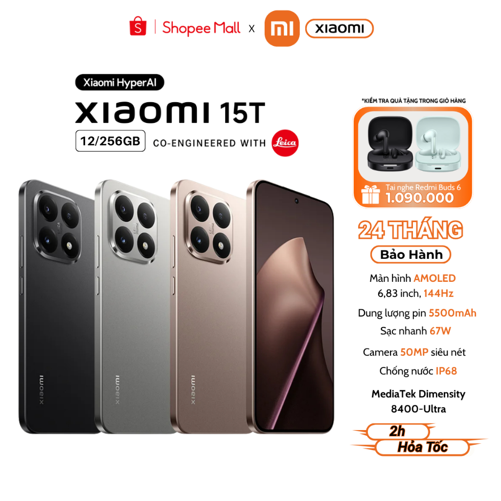 Điện Thoại Thông Minh Xiaomi Xiaomi 15T 12/256GB - Nguyên Seal - Bảo Hành 24 Tháng