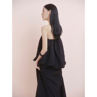 Đầm OLV liền cúp ngực dáng suông Black Pleated Peplum Cup Midi Dress thanh lịch phù hợp đi chơi