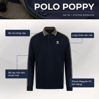 [DEAL SỐC 6.6] Áo polo nam tay dài POPPY, BST FAMILY BEAR, vải cá sấu cotton interlock, thanh lịch - POLOMANOR