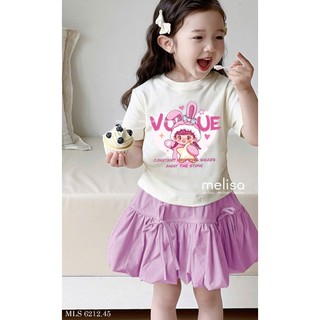 [B&G] Sét váy áo thun in hình siêu cưng mix cùng chân váy tím bồng bềnh cho bé gái từ 10-45kg