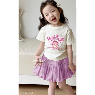 [B&G] Sét váy áo thun in hình siêu cưng mix cùng chân váy tím bồng bềnh cho bé gái từ 10-45kg