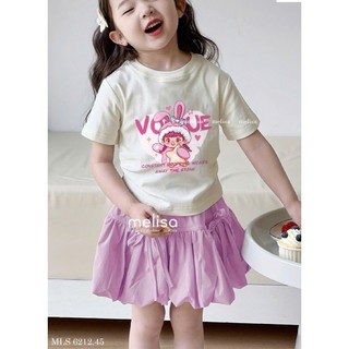 [B&G] Sét váy áo thun in hình siêu cưng mix cùng chân váy tím bồng bềnh cho bé gái từ 10-45kg