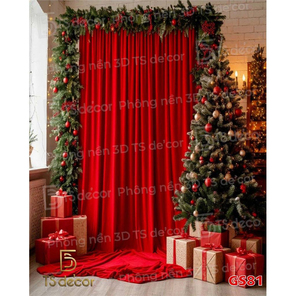 Phông Nền 3D 5D Chủ Đề Dịp Lễ Giáng Sinh, Làm Background Concept Chụp Ảnh Checkin Studio