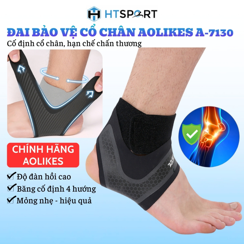 Đai Quấn Bảo Vệ Mắt Cá Chân Aolikes A-7130, Băng Bó Chống Lật Cổ Chân Tập Gym Thể Thao Đá Bóng