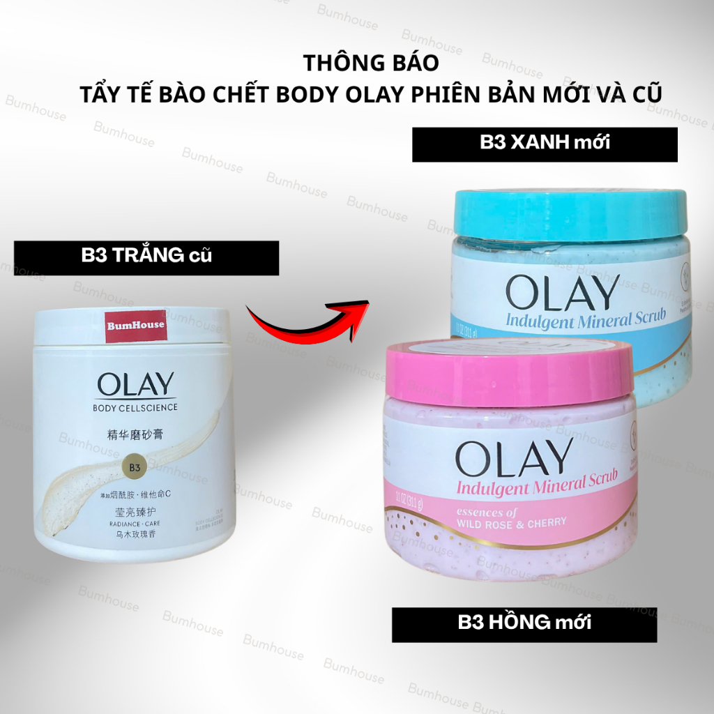 Tẩy tế bào chết OLAY BODY CELLSCIENCE B3+ Vitamin C/ B3 BHA Hỗ Trợ Sáng Da, Làm Sạch Da Chết 200g 311g