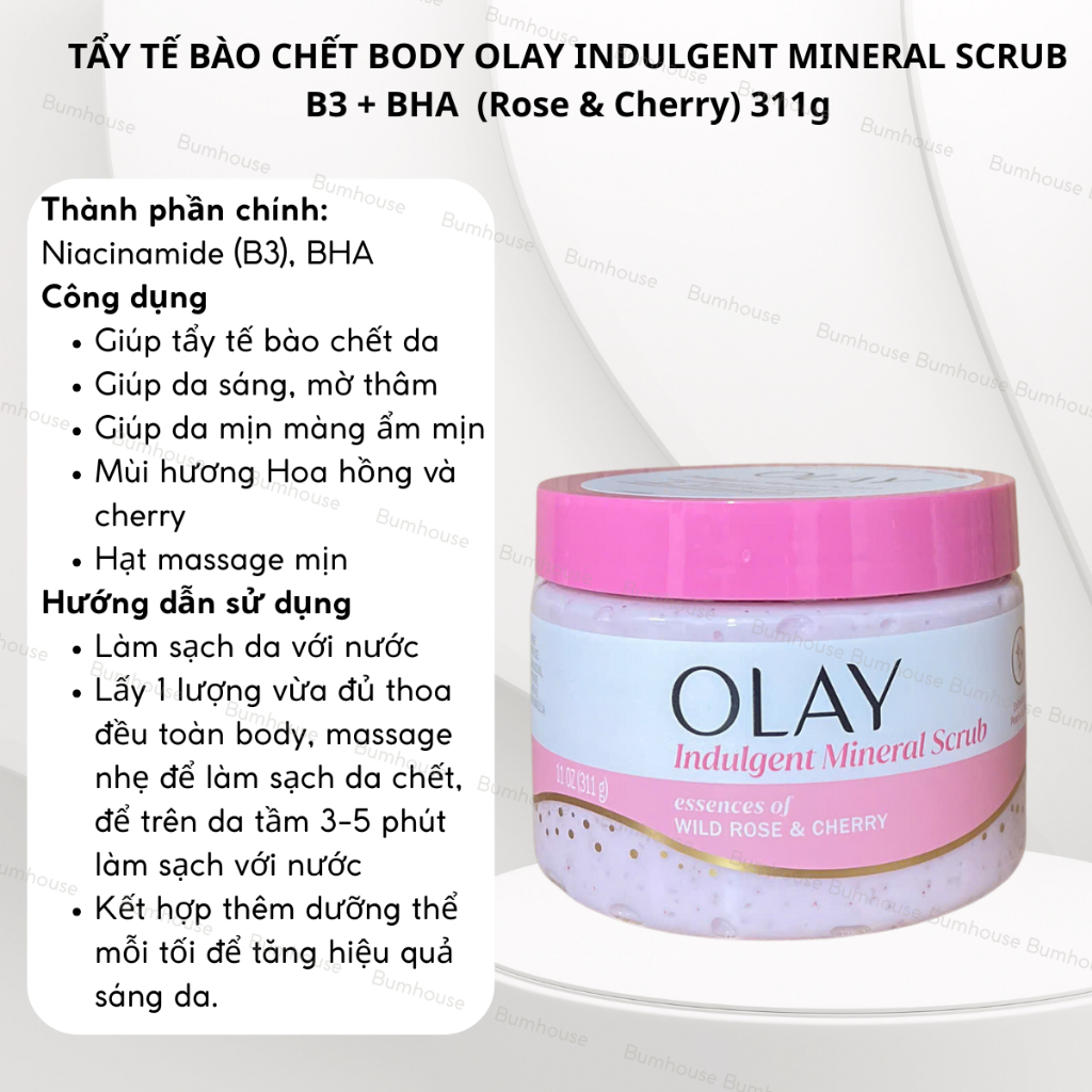 Tẩy tế bào chết OLAY BODY CELLSCIENCE B3+ Vitamin C/ B3 BHA Hỗ Trợ Sáng Da, Làm Sạch Da Chết 200g 311g