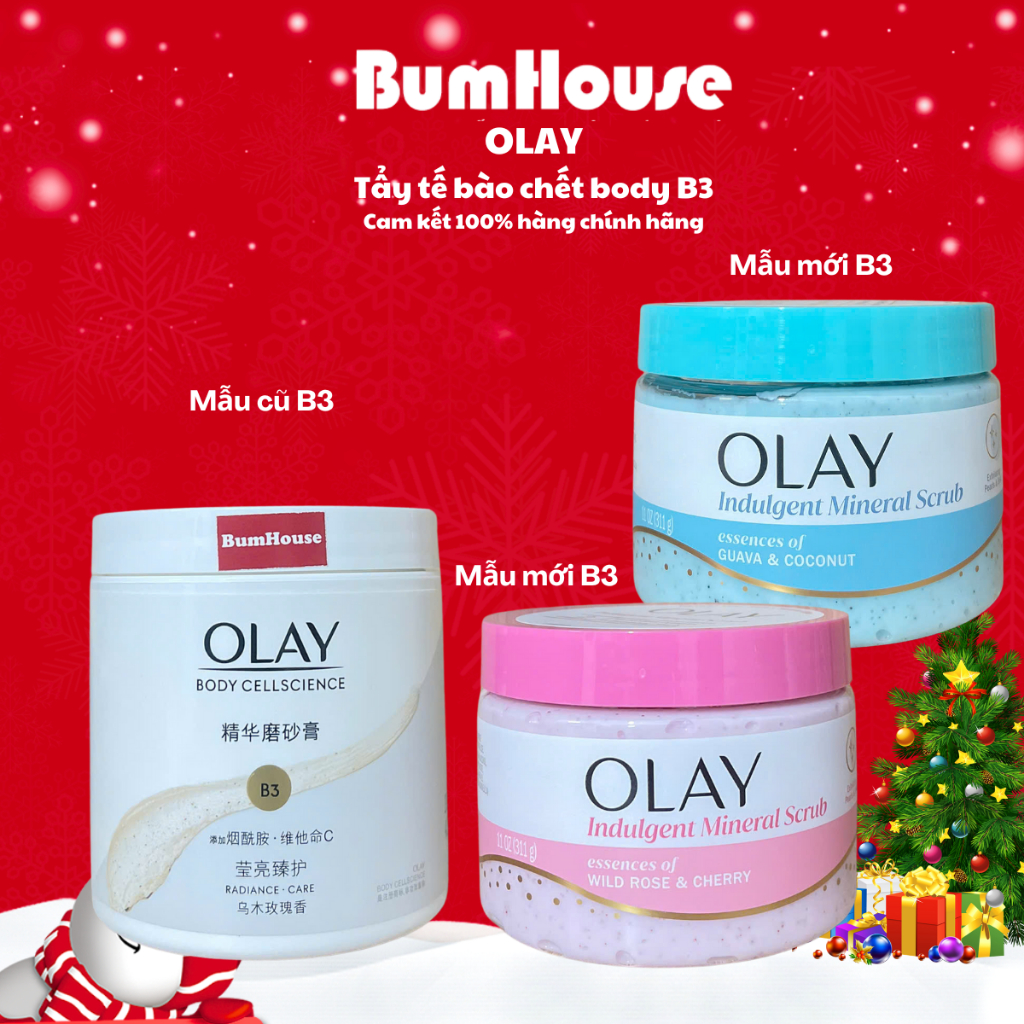 Tẩy tế bào chết OLAY BODY CELLSCIENCE B3+ Vitamin C/ B3 BHA Hỗ Trợ Sáng Da, Làm Sạch Da Chết 200g 311g