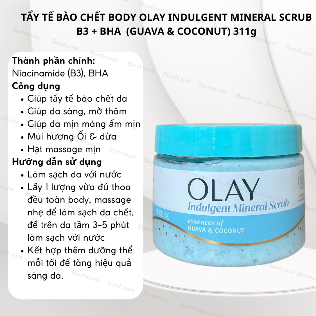 Tẩy tế bào chết OLAY BODY CELLSCIENCE B3+ Vitamin C/ B3 BHA Hỗ Trợ Sáng Da, Làm Sạch Da Chết 200g 311g