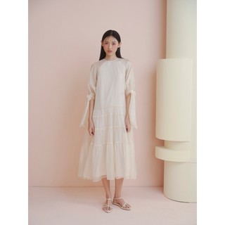 Đầm OLV suông tay lửng thắt dây nữ tính Ivory Chiffon Tiered Tie Sleeves Dress phù hợp đi chơi