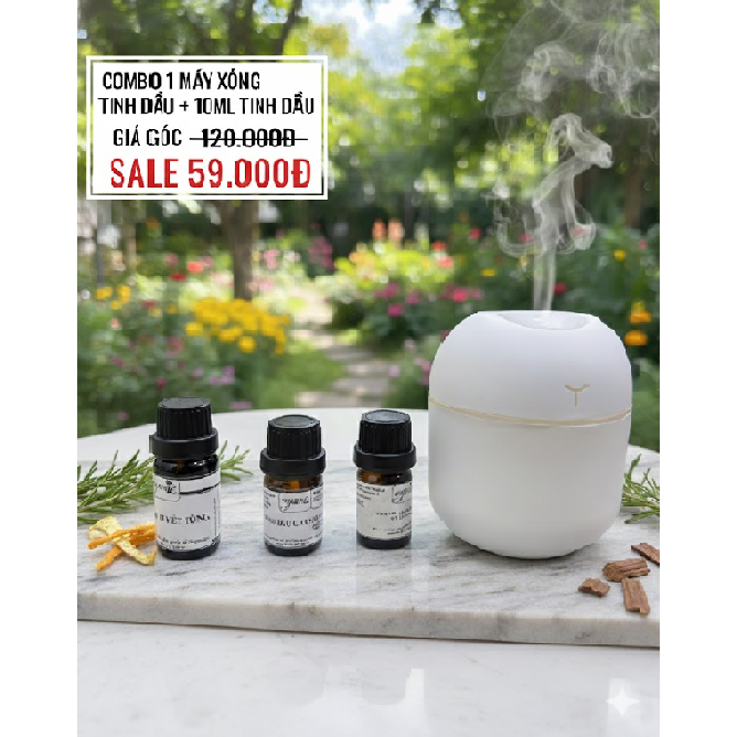 COMBO MÁY XÔNG TINH DẦU + 10mL TINH DẦU
