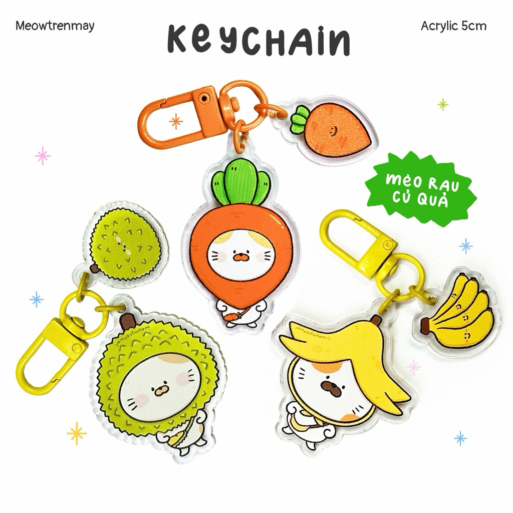 Set 20 Móc Khoá Mèo Hoa Quả Dễ Thương – Quà Tặng Bạn Bè, Treo Túi, Balo ...