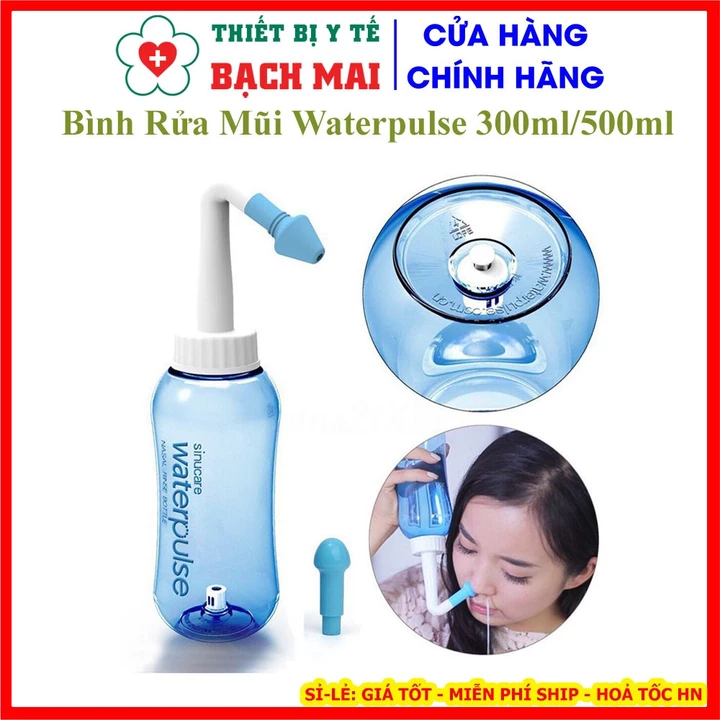 Bình Rửa Mũi Waterpulse 300ml/500ml – Dụng Cụ Vệ Sinh Mũi, Hỗ Trợ Hô Hấp Tại Nhà, An Toàn Cho Gia Đình