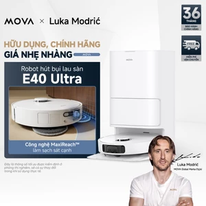Robot Hút Bụi Lau Nhà Mova E40 Ultra | Lực hút 19.000Pa| xòe giẻ 4cm làm sạch sát cạnh | BH 36 tháng