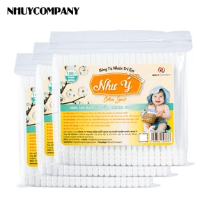 Combo 3 bịch tăm bông tự trẻ em thân nhựa Như Ý Company 100% cotton, thân nhựa - Bịch 100 cây