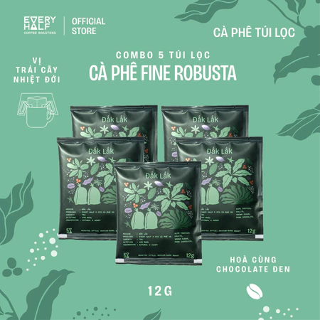 Combo Phin Giấy Fine Robusta Đắk Lắk SPECIALTY DRIP BAG EVERY HALF - Cà Phê Túi Lọc Tiện Lợi