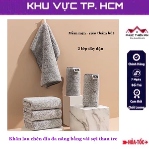 Combo 10 Khăn lau chén đĩa, lau tay đa năng - chất liệu sợi than tre mềm mịn, siêu thấm hút