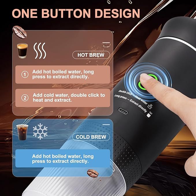 Máy Pha Cà Phê Espresso 20 Bar Không Dây 3 in 1 Tự Gia Nhiệt USB-C Tương Thích Nespresso Dolce Gusto