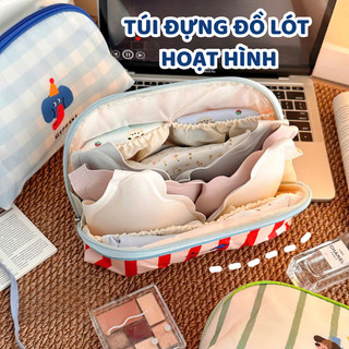 Túi Đựng Đồ Lót Hoạt Hình Dễ Thương 3in1 LUX HOME, Thiết Kế Cửa Mở Lớn, Ngăn Phân Loại Tiện Dụng