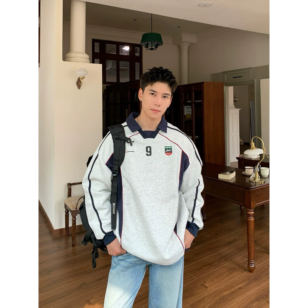 Áo Sweater số 9 form rộng nỉ 2 da màu XÁM TIÊU unisex nam nữ 🖤 Áo thun tay dài Jejul | BigBuy360 - bigbuy360.vn