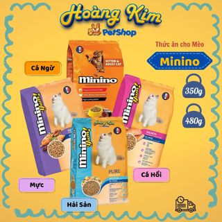 Hạt Cho Mèo MININO-MININO YUM (350g-480g) hạt dinh dưỡng cho mèo mọi lưới tuổi, mực, hải sản, cá hồi