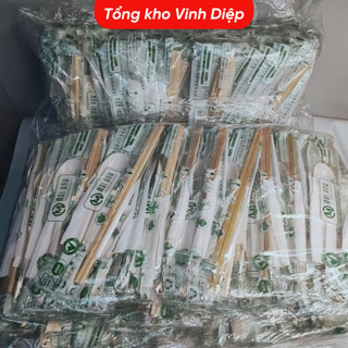 Set Đồ Ăn Dùng 1 Lần 100 Bộ Đũa Thìa - Tăm Giấy 4 Trong 1 Tiện Lợi Nhà Hàng
