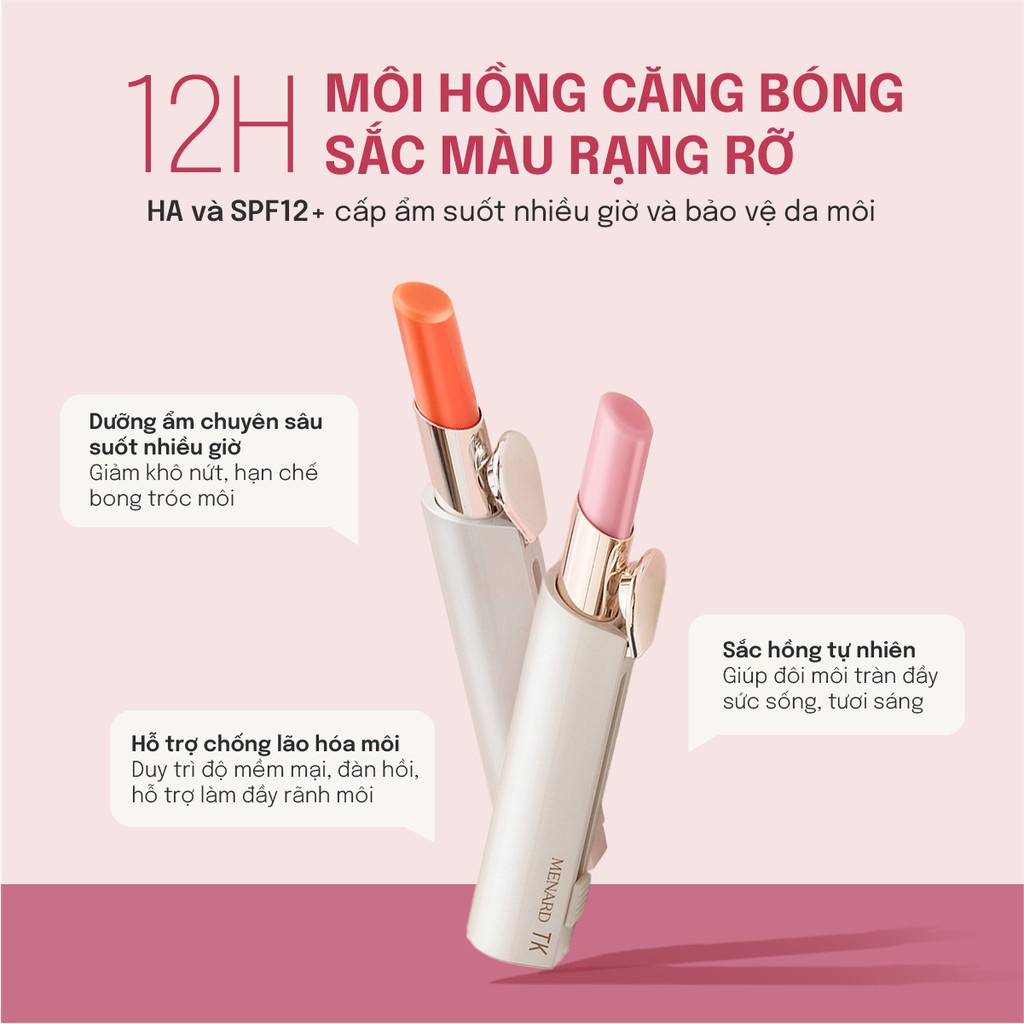 [Võ Hà Linh x Menard] Son dưỡng môi có màu Menard TK Lipstick giàu dưỡng chất giúp môi tươi tắn và rạng rỡ 3,2g | BigBuy360 - bigbuy360.vn