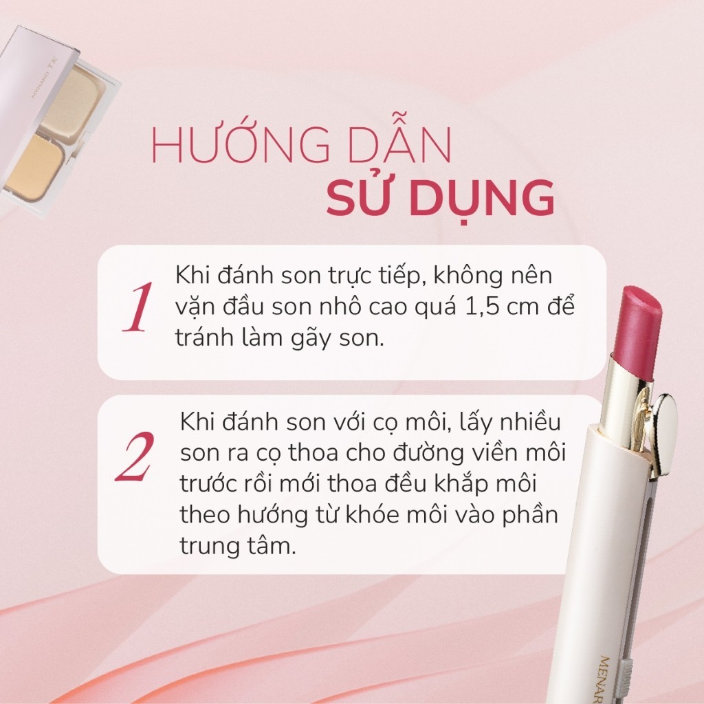 [Võ Hà Linh x Menard] Son dưỡng môi có màu Menard TK Lipstick giàu dưỡng chất giúp môi tươi tắn và rạng rỡ 3,2g | BigBuy360 - bigbuy360.vn