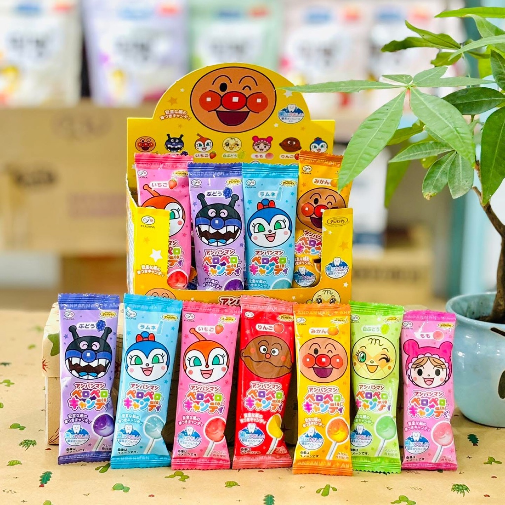 Kẹo mút trái cây chống sâu răng Pop candy, Anpanman, Yumearth, IQ DHA cho bé 12M+ nội địa Nhật Bản