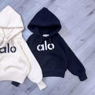 K17-[tomnaukids] Áo Hoodie NỈ dập nổi Chữ ALO cho bé size từ 9-40Kg