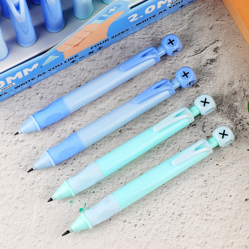 Bút chì kim học sinh 2.0mm màu xanh pastel dễ thương – bút tự động luyện chữ đẹp, viết êm tay