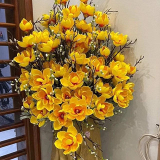 Cành Hoa Mộc Lan Xốp Giả  6 Bông To, Size Đại Chất PU - Hoa giả , Hàng Nhập Khẩu 🌼🌸🌺
