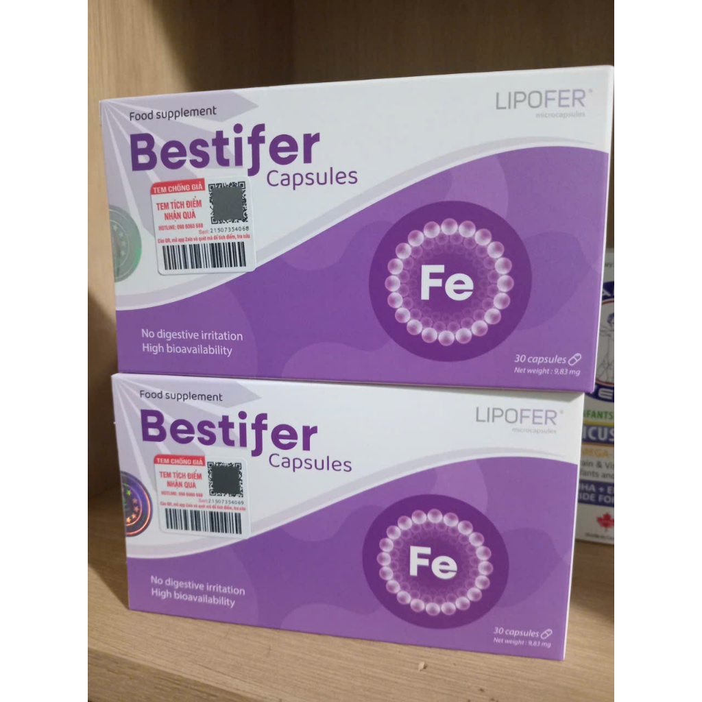 Bổ sung sắt Bestifer Capsules Hỗ trợ cải thiện thiếu máu do thiếu sắt Nhập Khẩu Hộp 30 viên + quà tặng