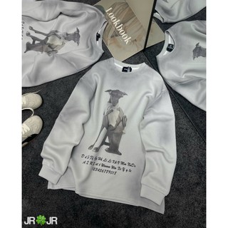 Áo Nỉ Dài Tay Sweater Họa Tiết Form Rộng Trùm Mông QCCC Cao Cấp