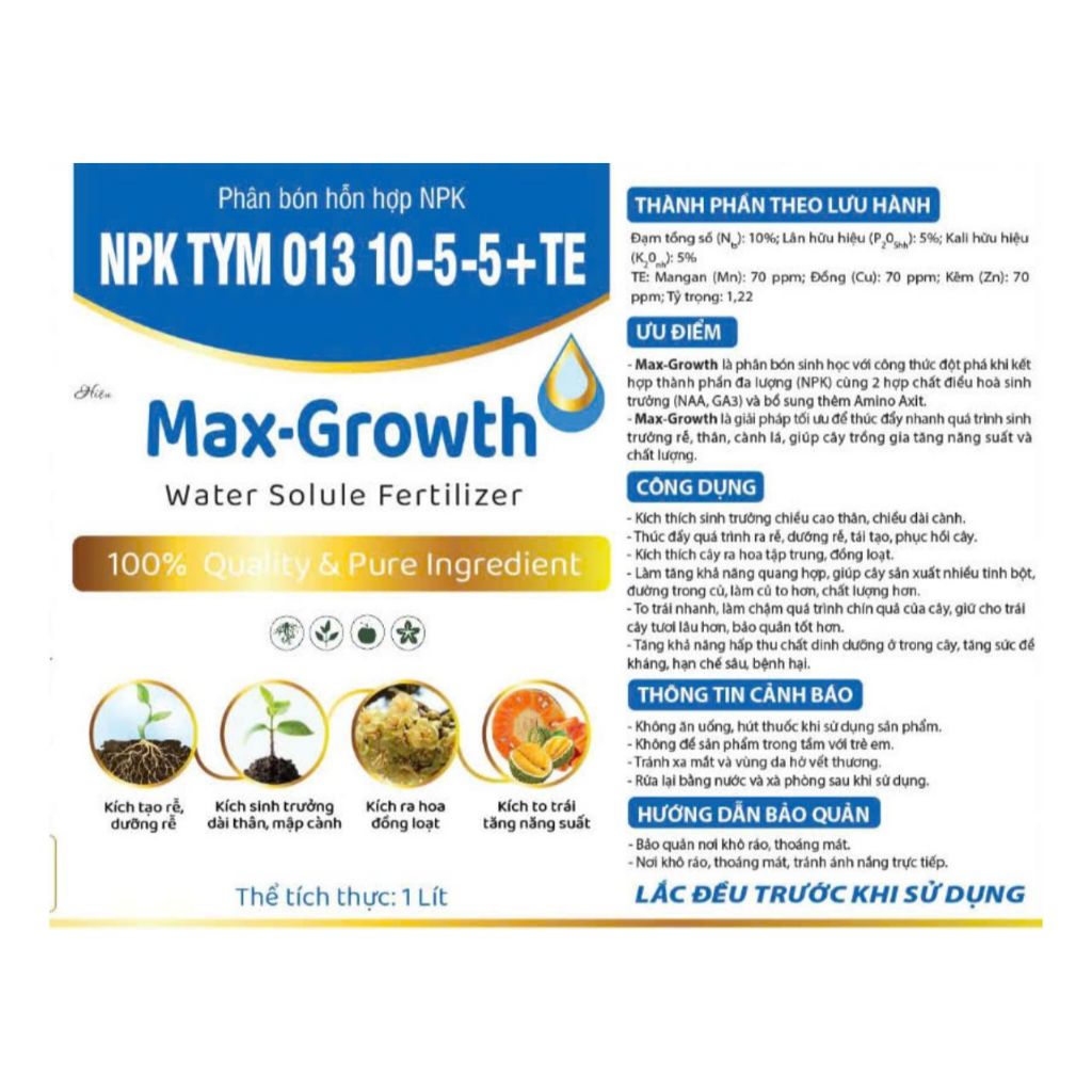 Phân bón điều hòa sinh trưởng có chứa NAA & GA3 Max-Growth