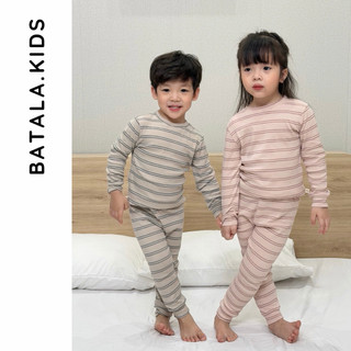 Bộ thu đông cho bé trai bé gái Batala Kids, SET ĐỒ DÀI TAY COTTON KẺ 3 MÀU từ 10-25kg