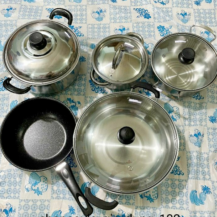 Bộ Nồi Inox và Chảo Chống Dính Dùng cho Bếp Từ, Bếp Hồng Ngoại Nhiều Kích Cỡ Giá Tốt Cho Mọi Nhà Bếp