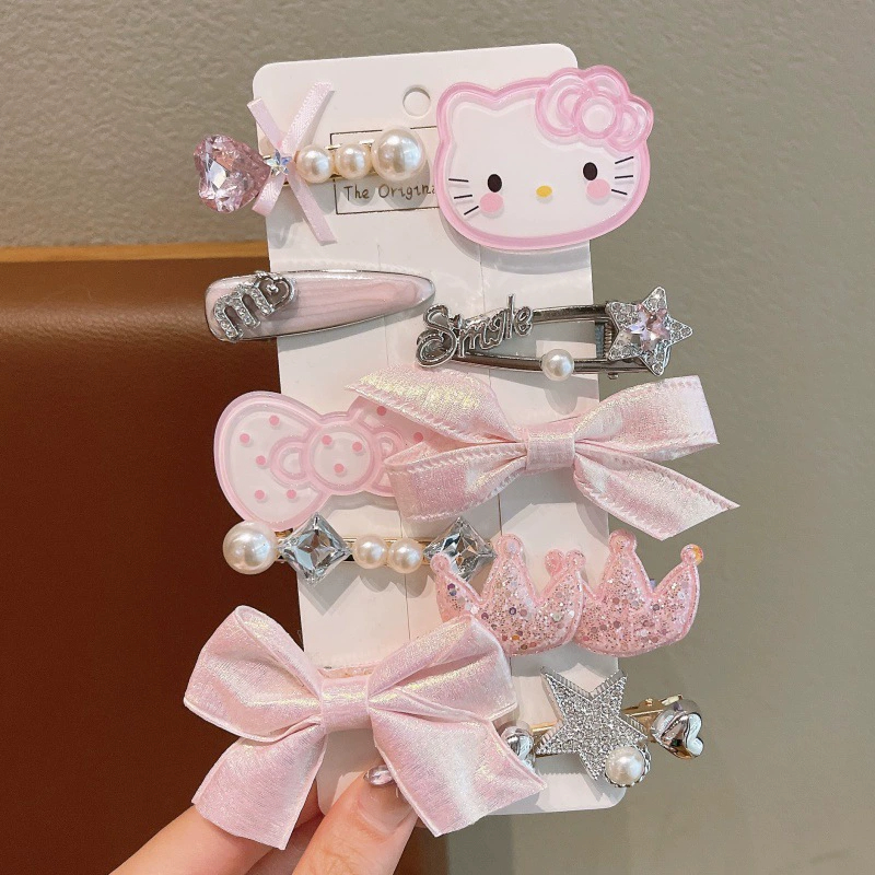 Set kẹp tóc cho bé gái Kuromi phong cách Hàn Quốc nhiều chi tiết xinh xắn dễ thương