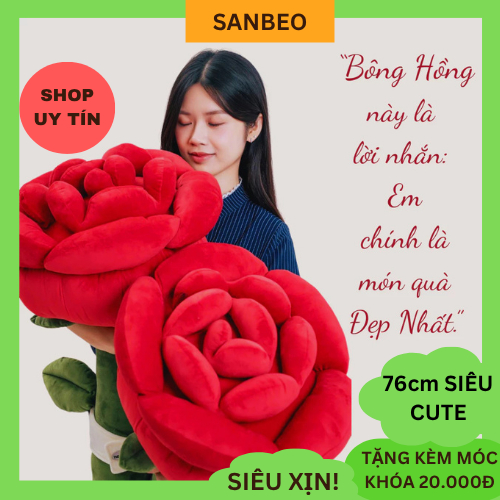 Gấu Bông Hoa Hồng Khổng Lồ – Bó Hoa Hồng Quà Tặng Bạn Gái Người Thân Mềm Mại Lãng Mạn – SANBEO