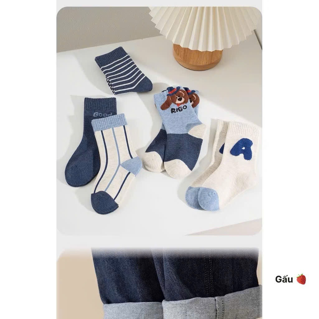Set 10 đôi tất cotton cute cho bé 1-12 tuổi