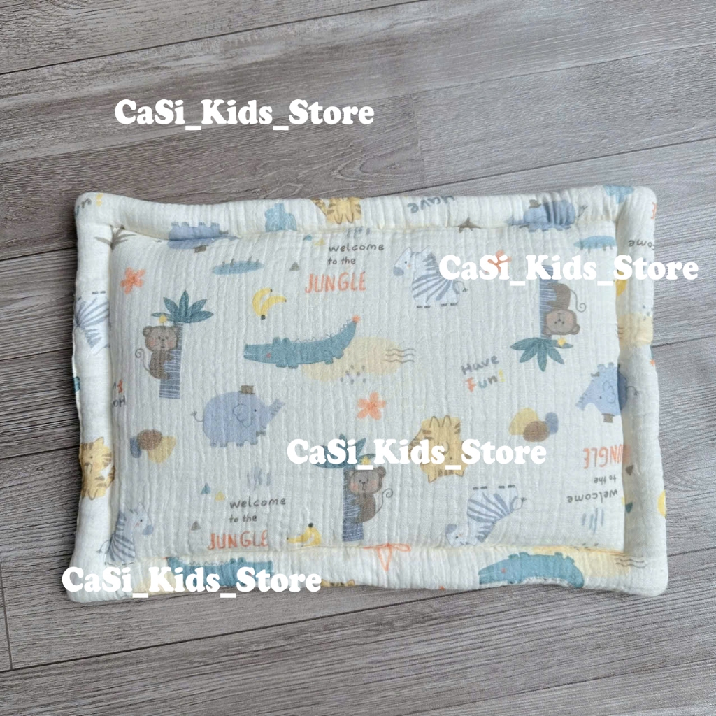 Gối Xô Sơ Sinh, Gối Xô Vuông Muslin Mềm Mịn Lõi Bông Thấm Hút Mồ Hôi Cho Bé CaSi