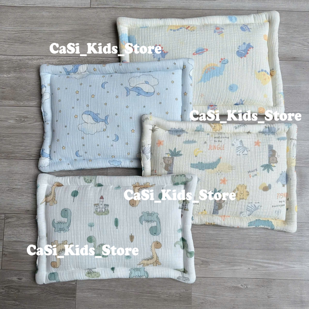 Gối Xô Sơ Sinh, Gối Xô Vuông Muslin Mềm Mịn Lõi Bông Thấm Hút Mồ Hôi Cho Bé CaSi